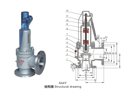 带扳手弹簧全启式安全阀(A44Y)