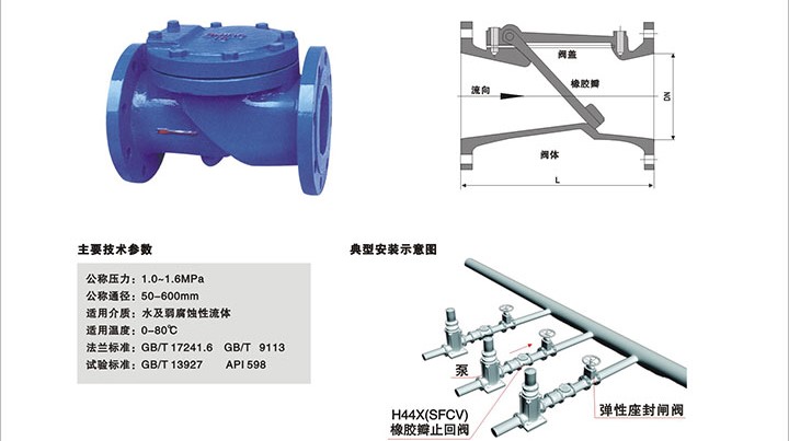 H44X(SFCV)橡胶瓣止回阀