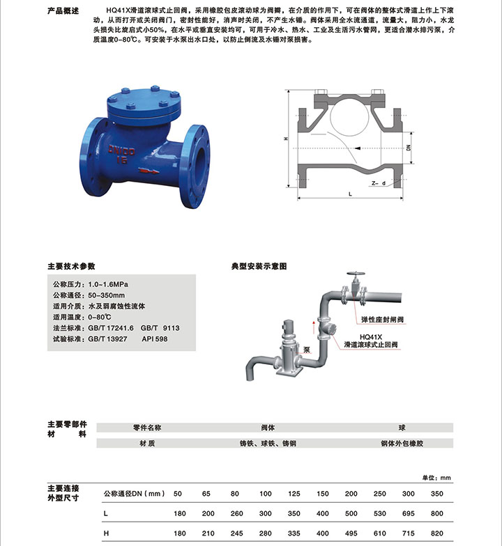 滑道滚球式止回阀